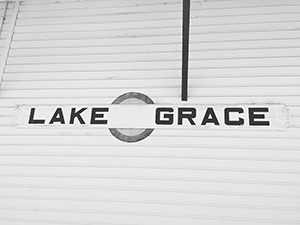 Lake Grace town train station sign in Lake Grace, Western Australia