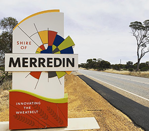 Shire of Merredin sign in Merredin, Western Australia