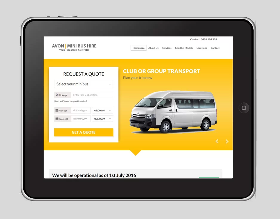 Avon Mini Bus Hire Website Preview