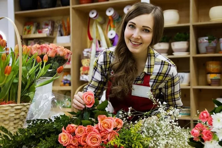 A lady working at a florist