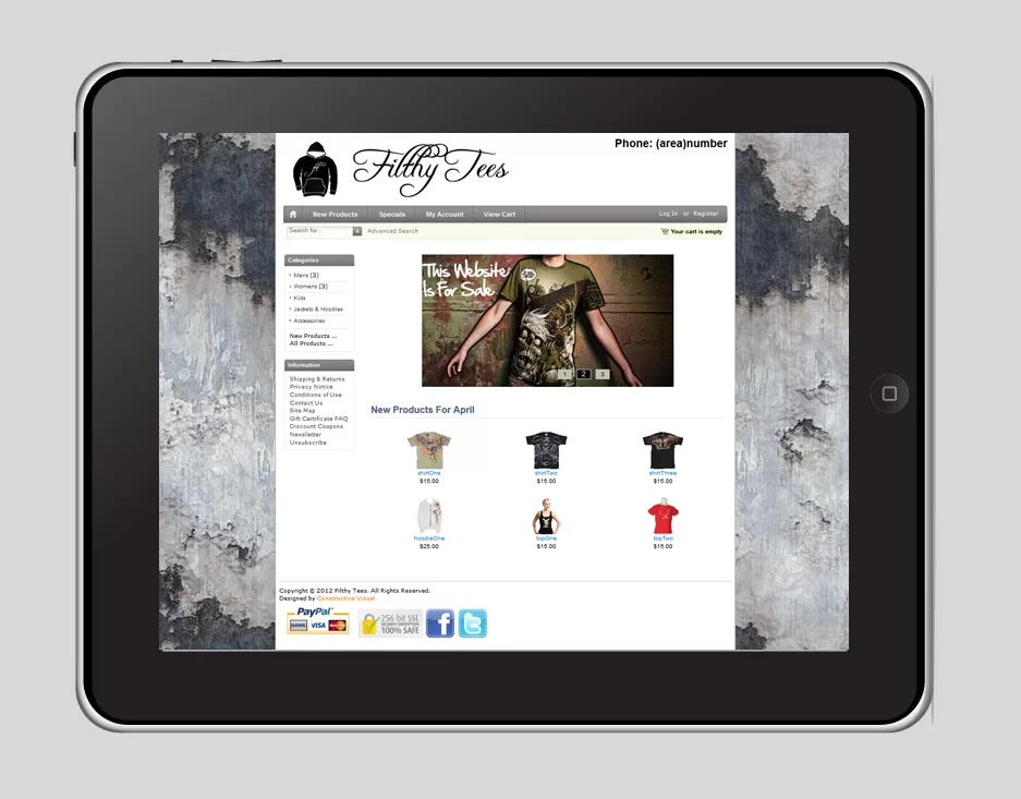 Filthy Tees Website Preview