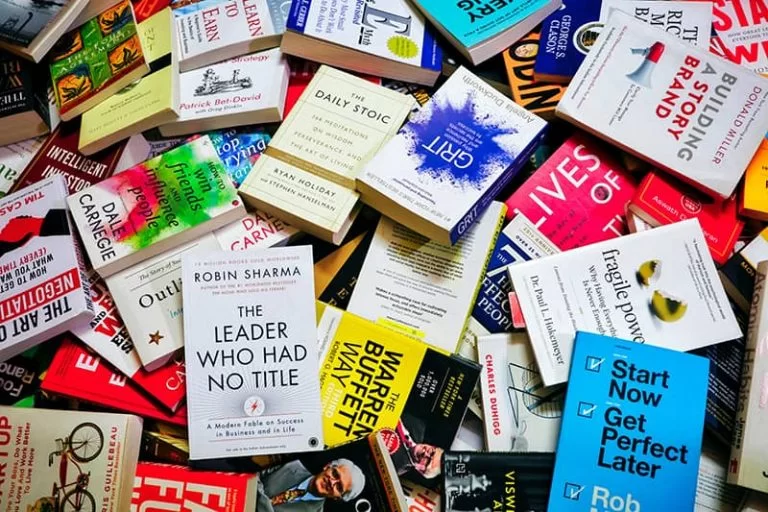 A pile of popular business related books