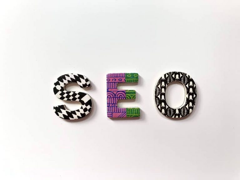 SEO title arranged in coloured letters