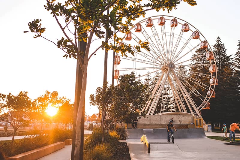 Fremantle Ferris Wheel next to the skate park in Freo