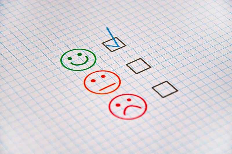 3 choices of customer satisfaction based on happy face or normal face or sad face