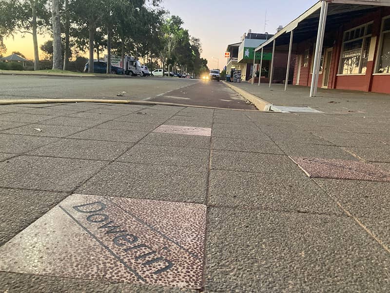 The main street footpath in Dowerin, Western Australia