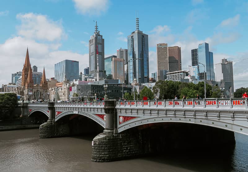 Princes Bridge at St Kilda Road in Melbourne, Australia