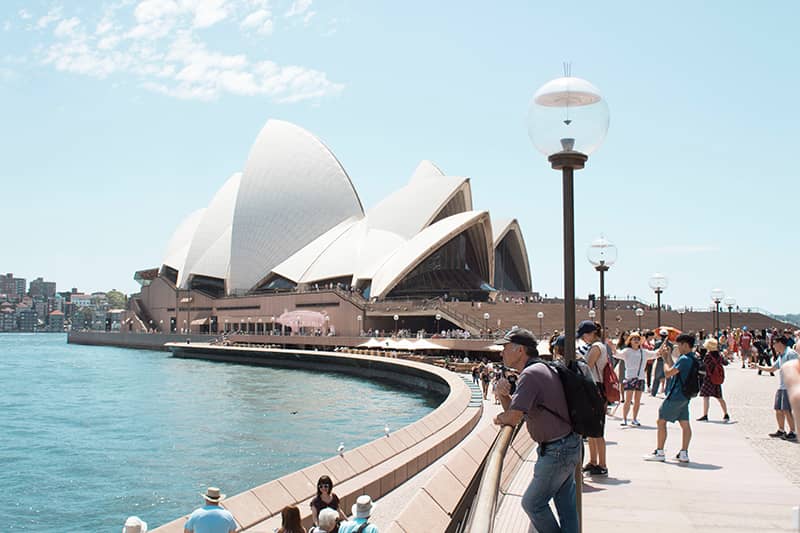 Out the front of the Sydney Opera House in Sydney, Australia