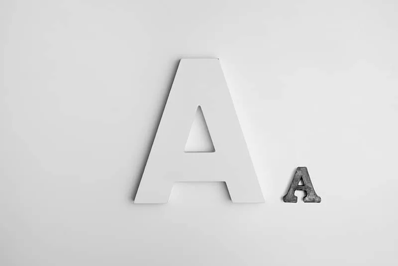 A picture with two sizes of the letter A to show font size.