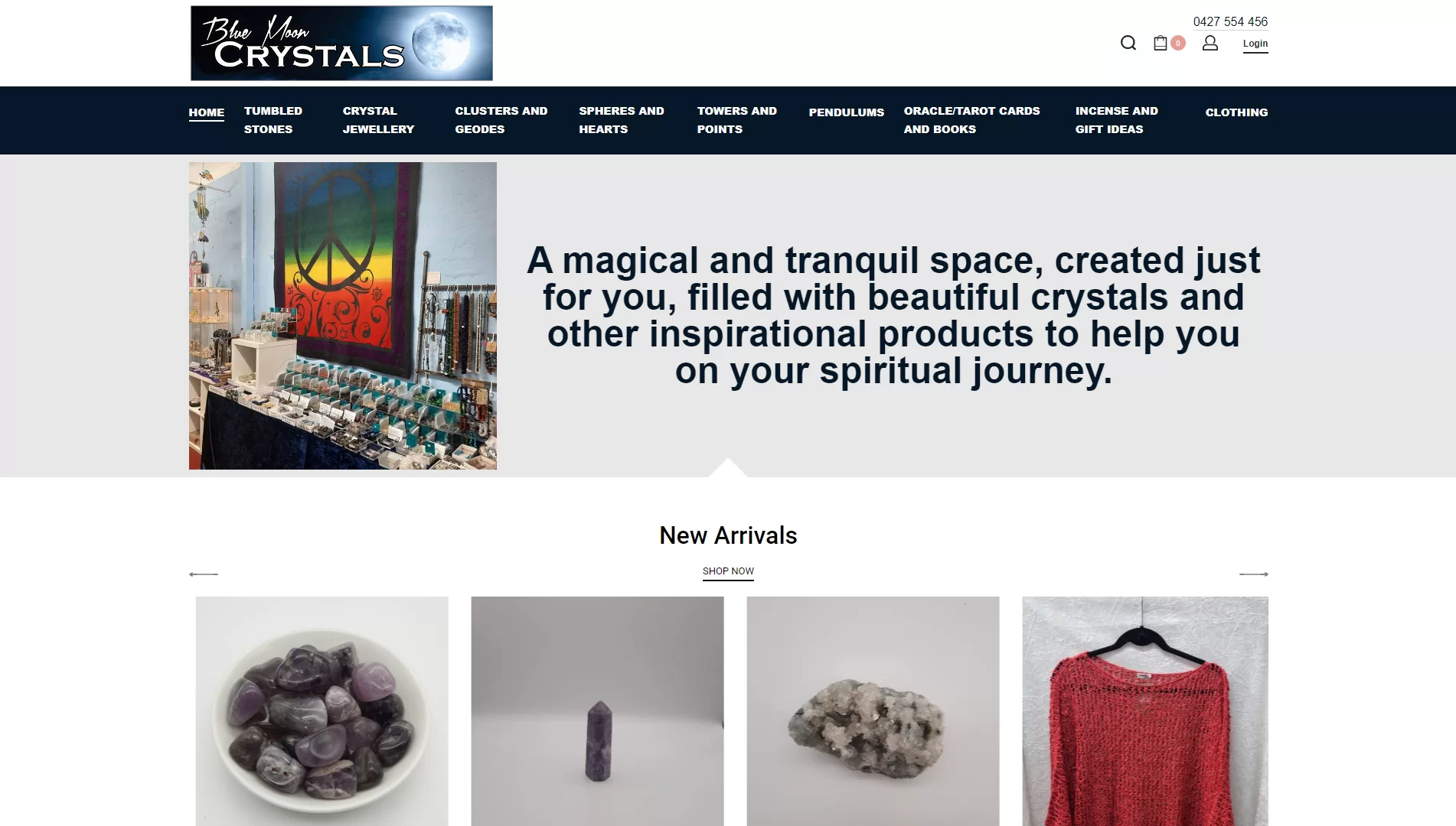 Blue Moon Crystals Website Homepage