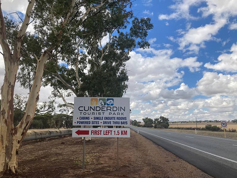 Cunderdin Tourist Park Sign in Cunderdin, Western Australia