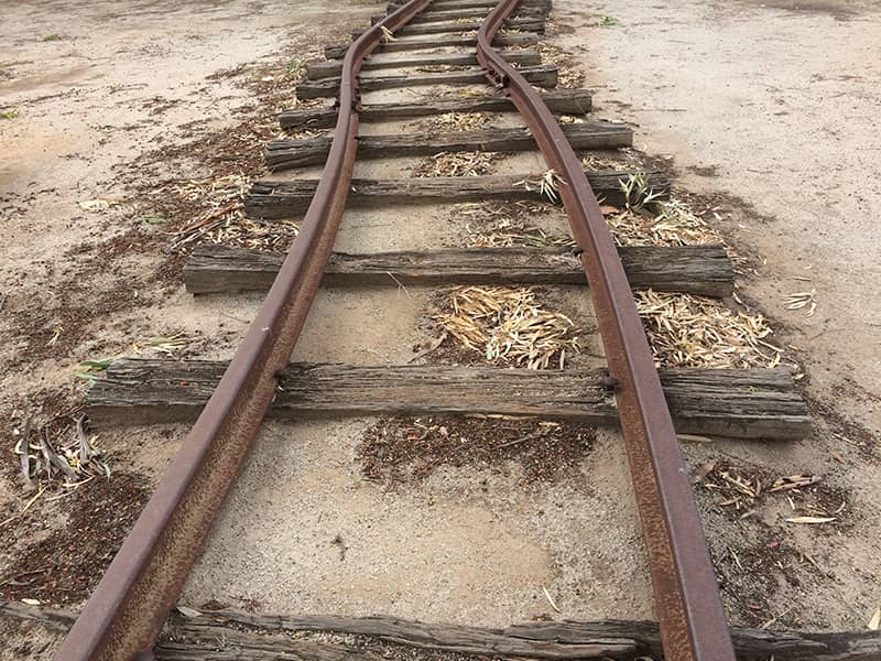 Old broken rail track in Meckering, Western Australia