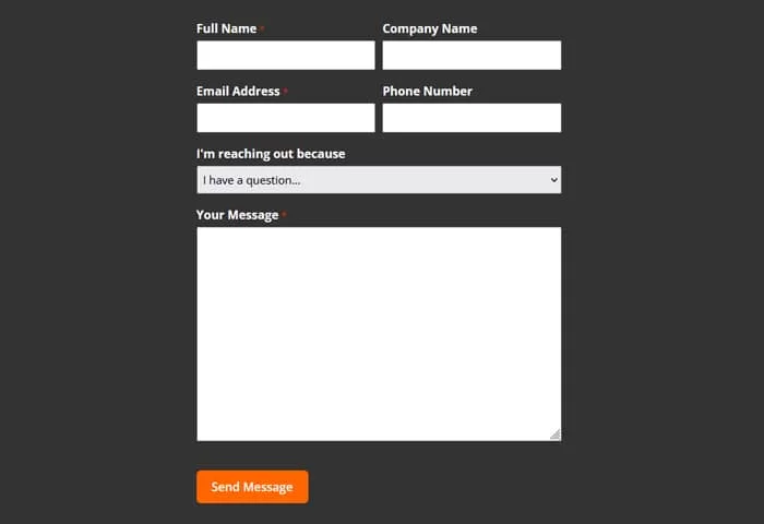 An example contact form for a website