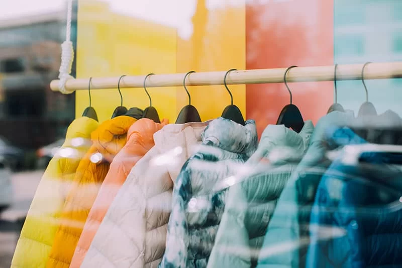 A rack of colourful jackets
