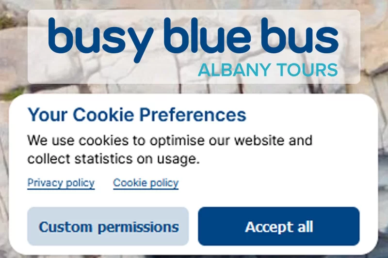 Busy Blue Bus cookie notification