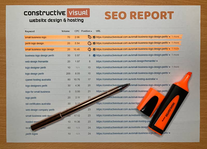 An example SEO report