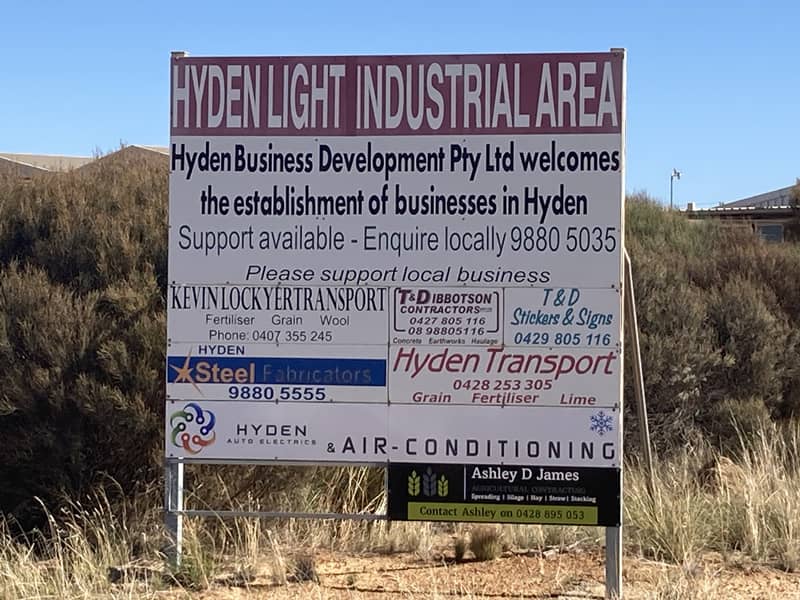 hyden industrial area sign